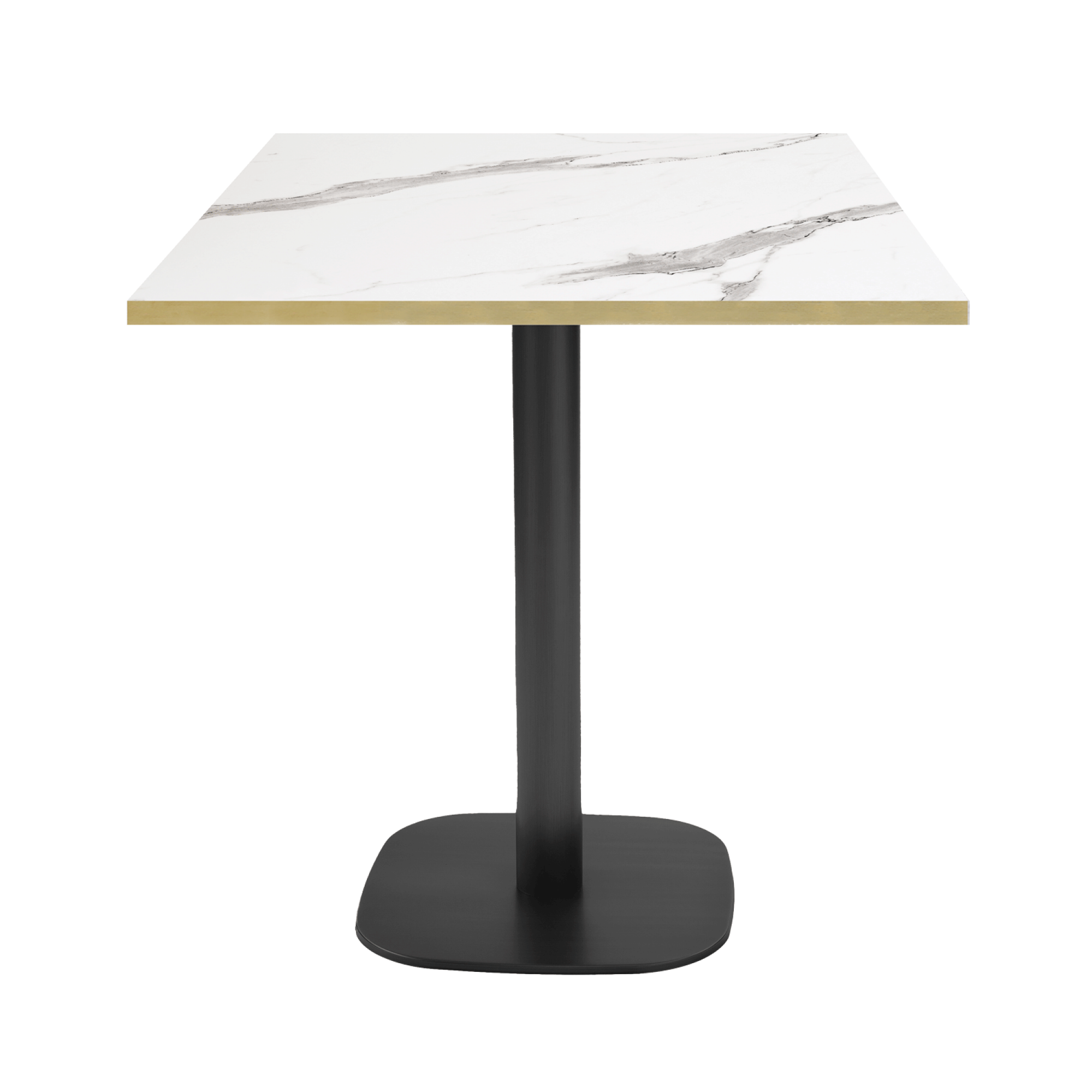 Table 70x70cm - modèle Round marbre blanc chants laiton