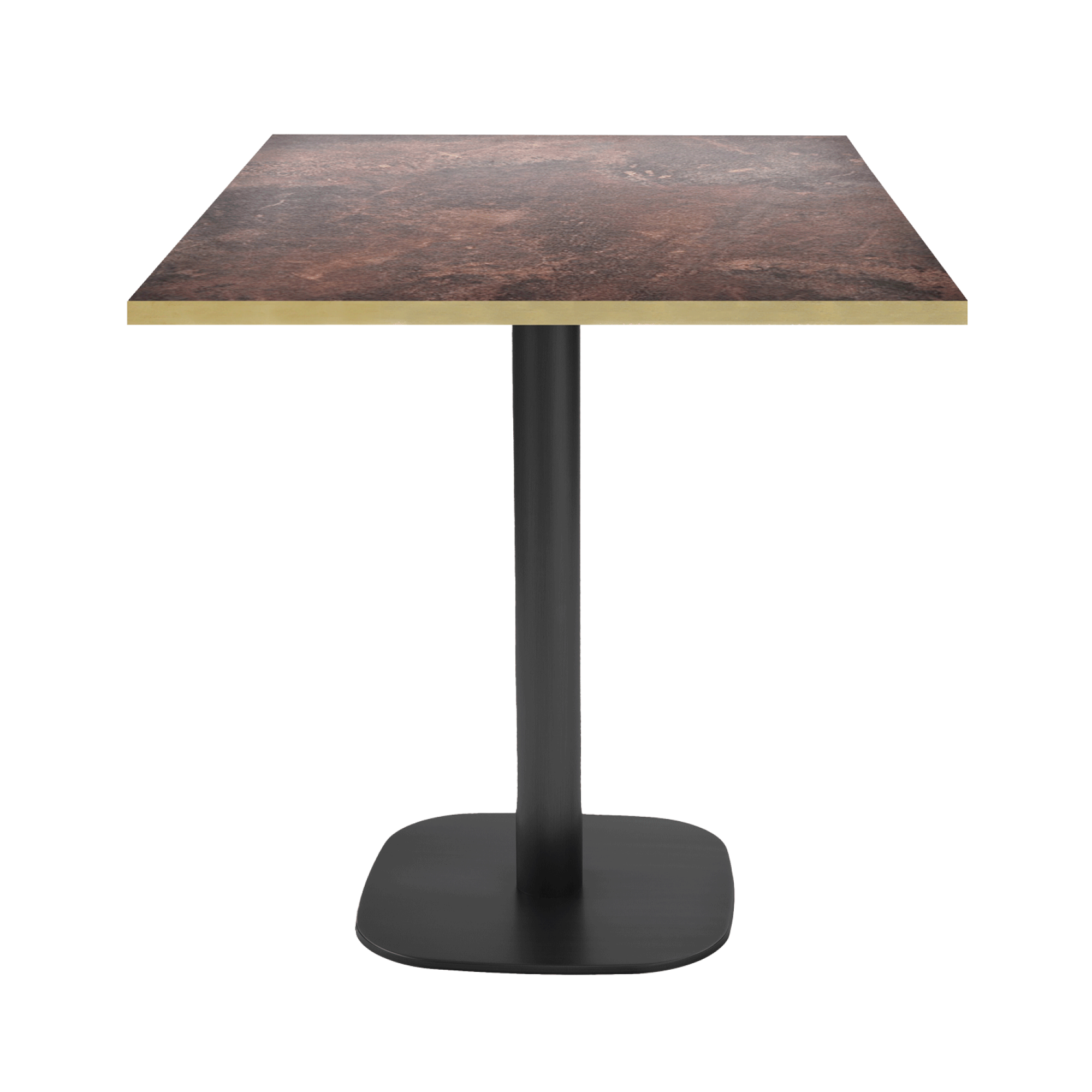 Table 70x70cm - modèle Round rouille roc chants laiton