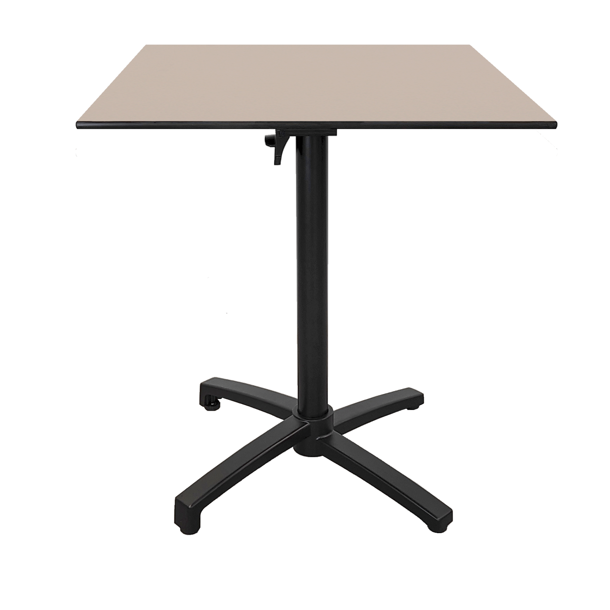 Table h90cm, pliable pour terrasse en Compact HPL beige 70x70