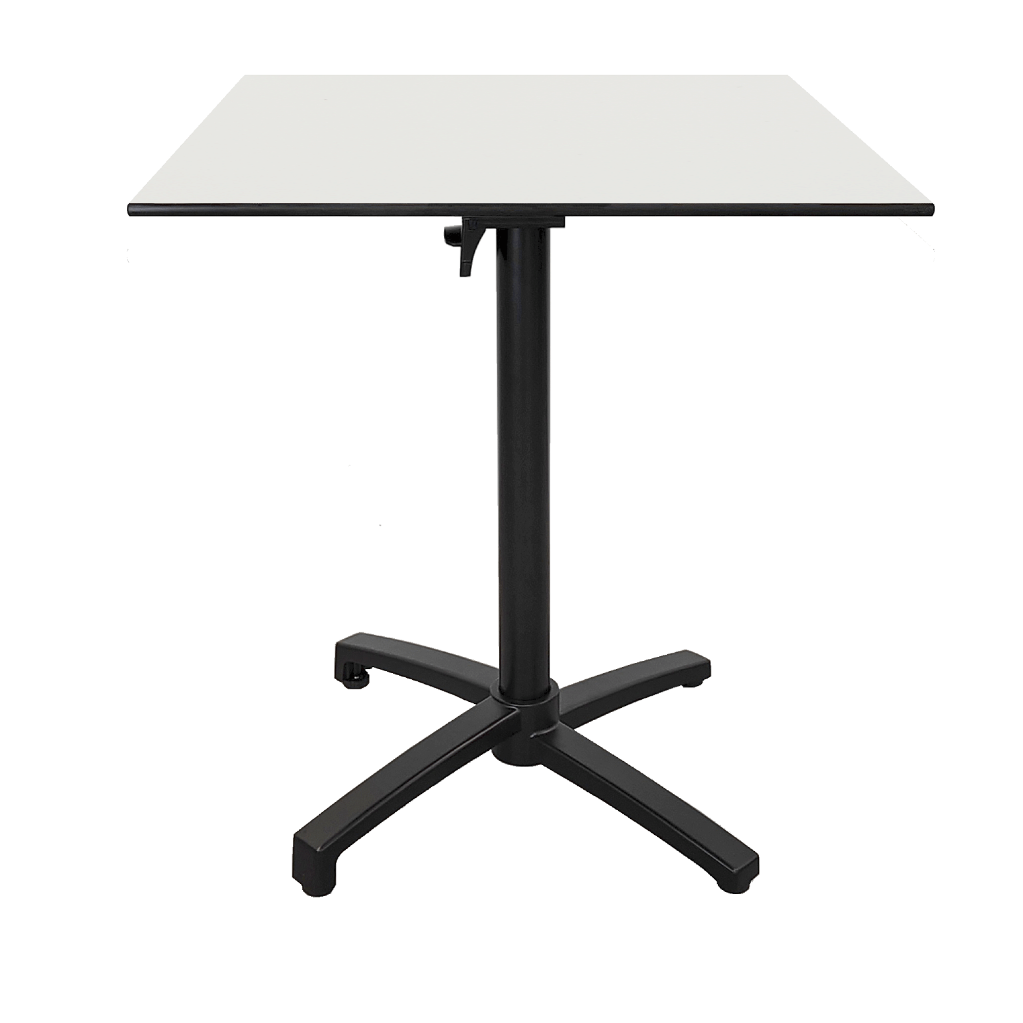 Table h90cm, pliable pour terrasse en Compact HPL blanc 70x70
