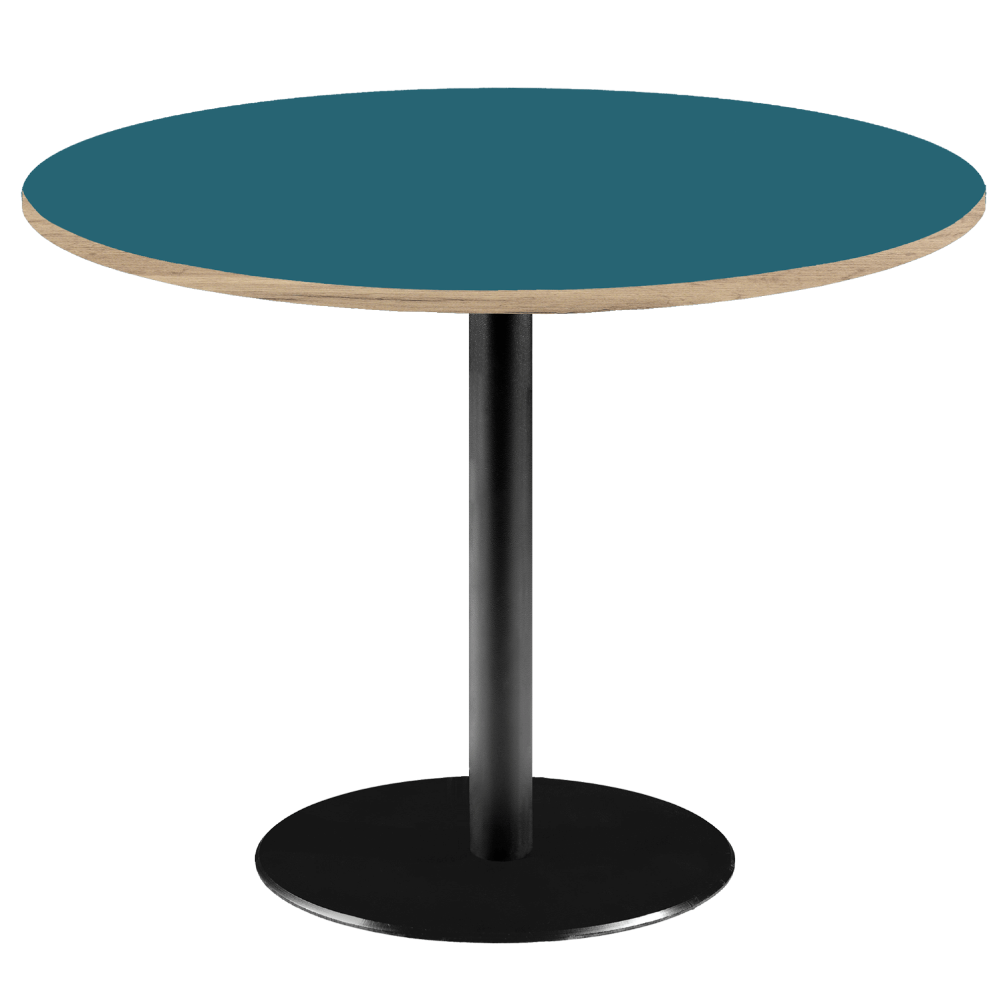 Table Ø120cm - modèle Rome bleu avec chants bois