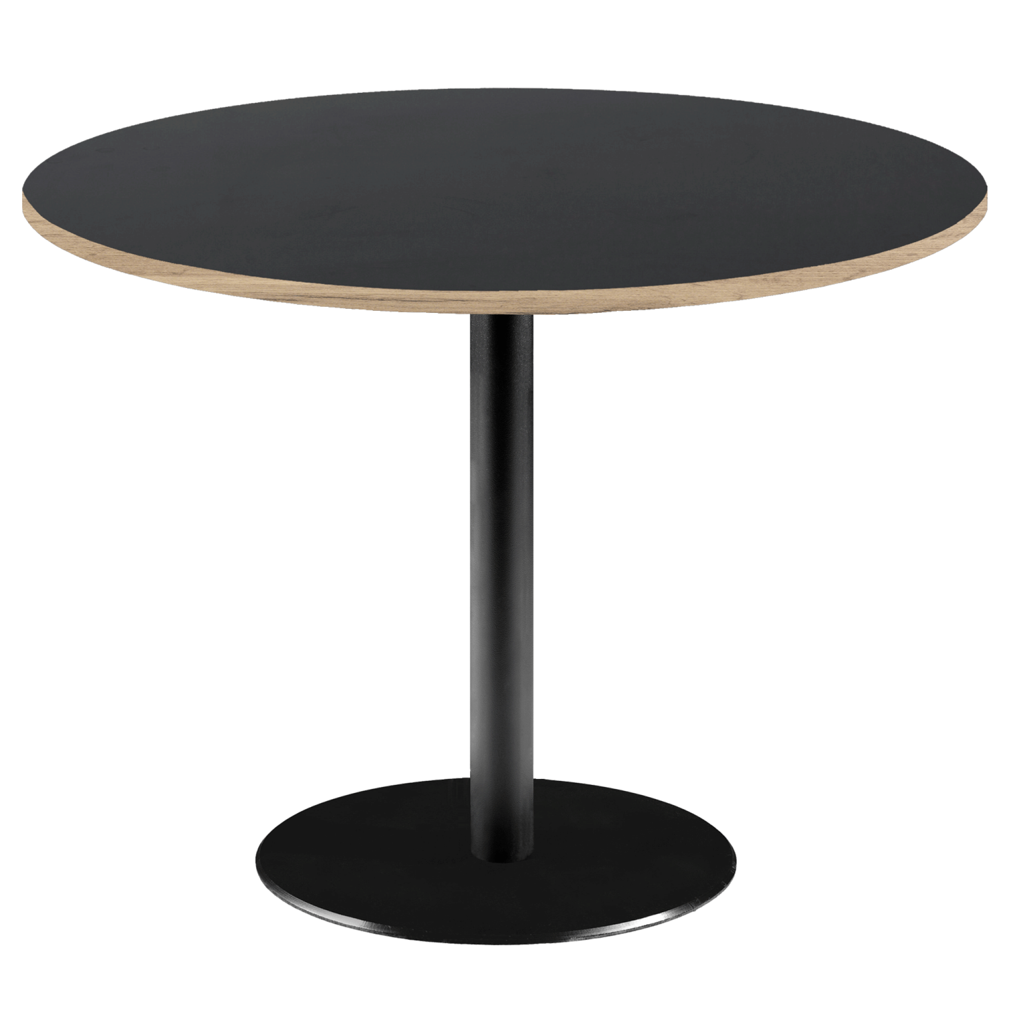 Table Ø120cm - modèle Rome noir avec chants bois