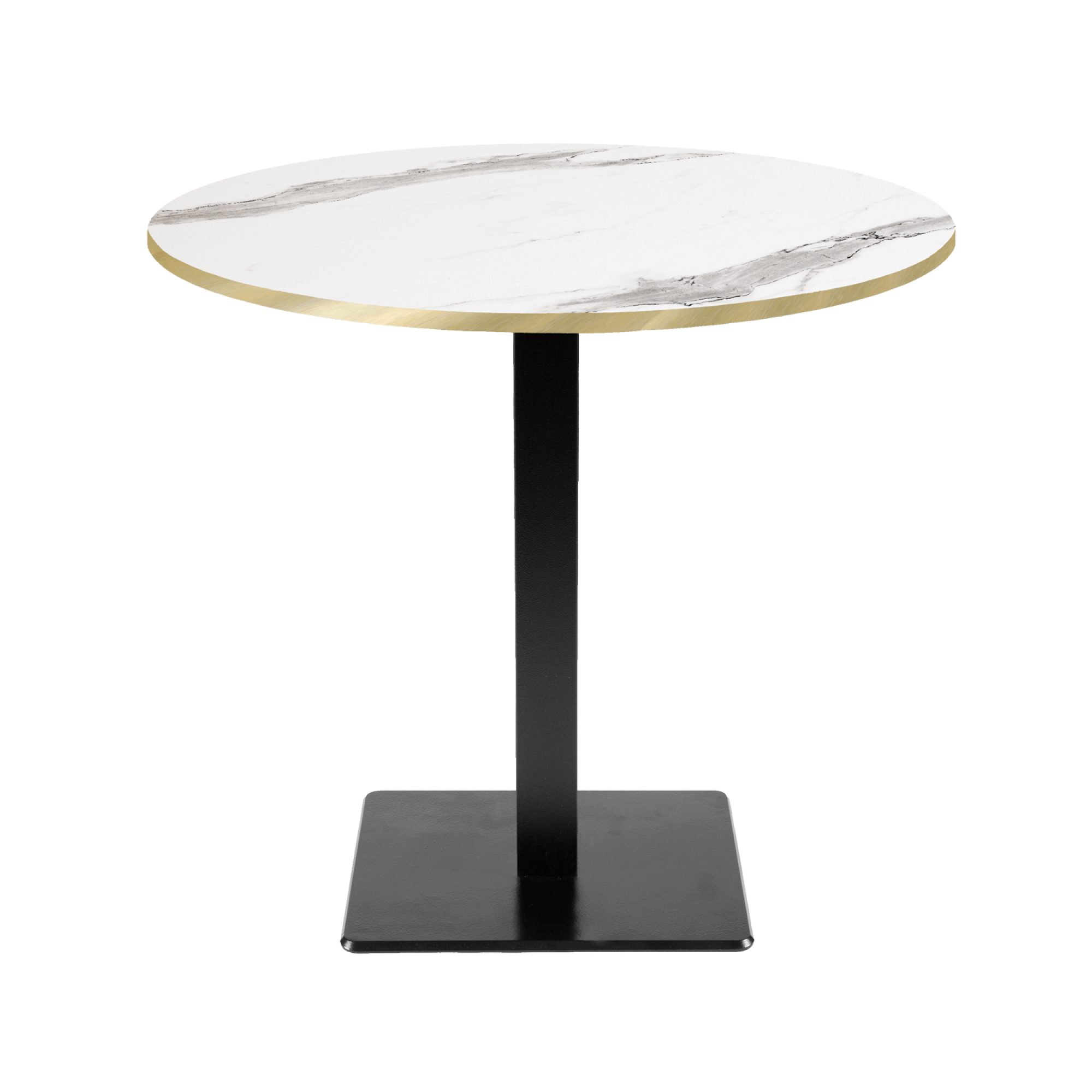 Table Ø70cm - modèle Milan marbre blanc chants laiton