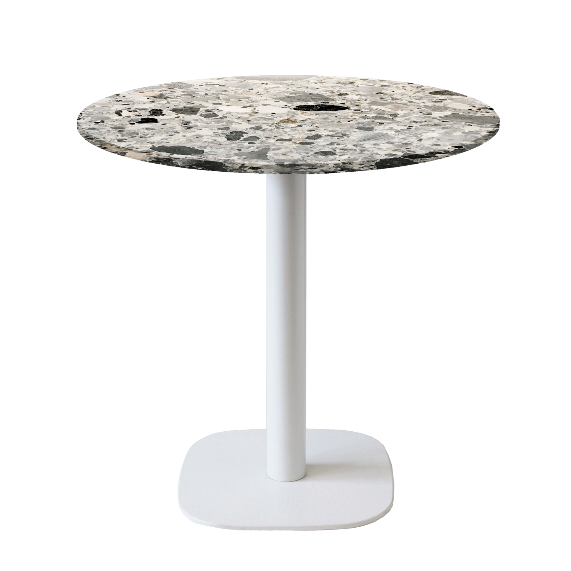 Table Ø70cm - modèle Round pied blanc terrazzo cepp