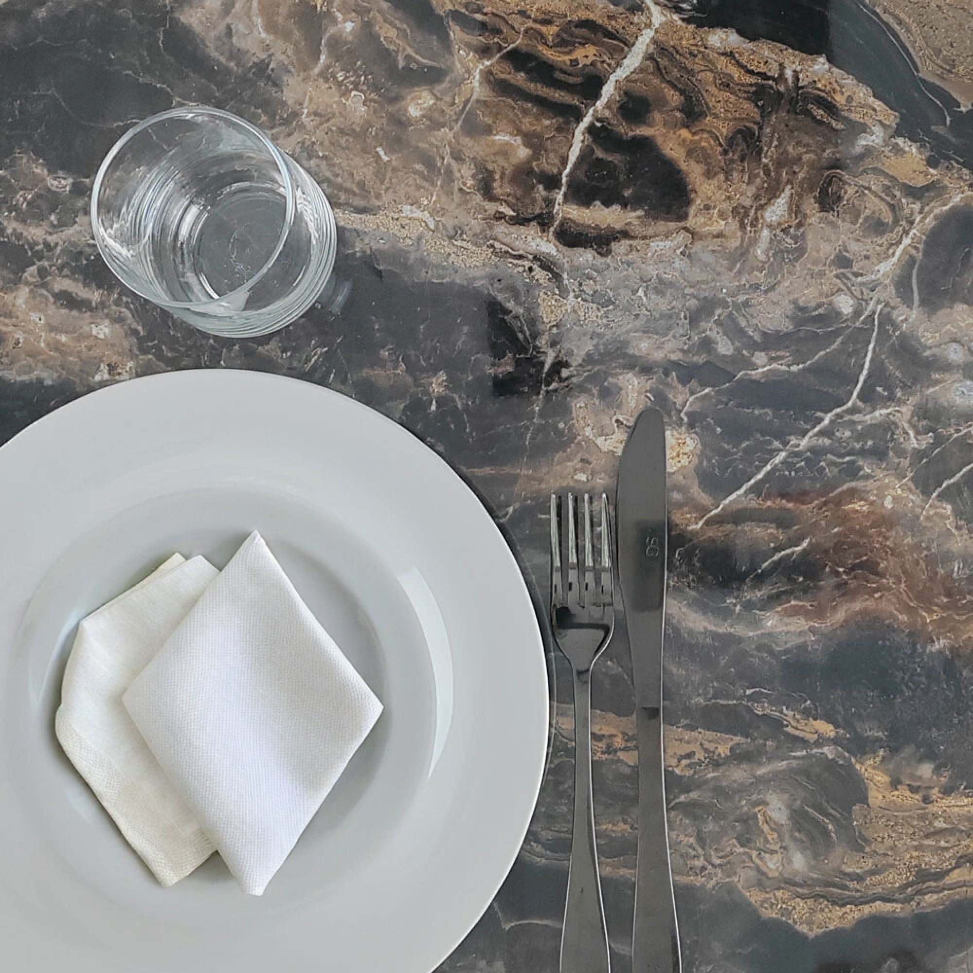 Table Ø70cm Rome bistrot marbre veiné glossy