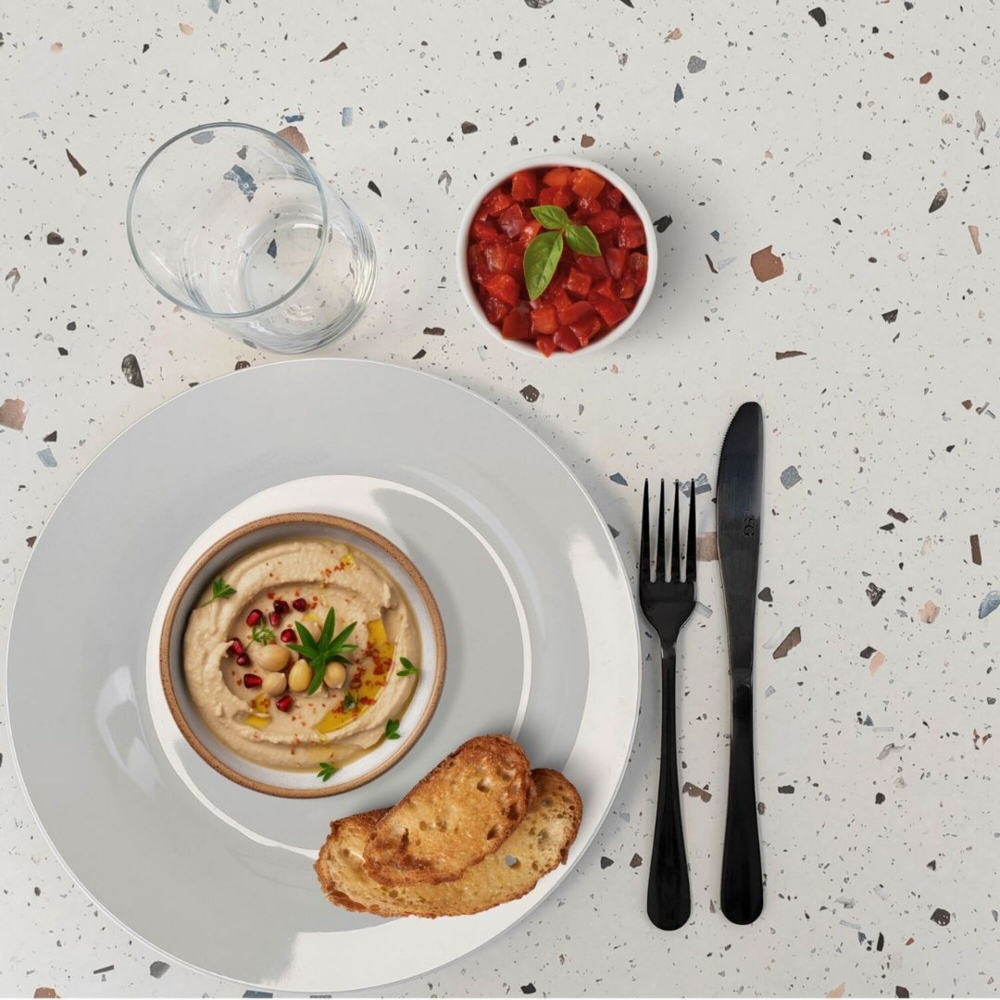 Table ronde Ø80cm - modèle Bazila terrazzo cassata