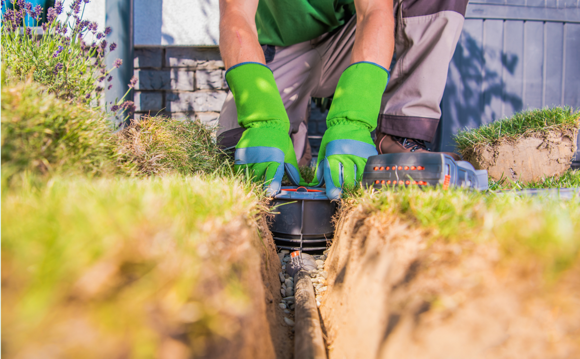 Installation de conduites pour arrosage