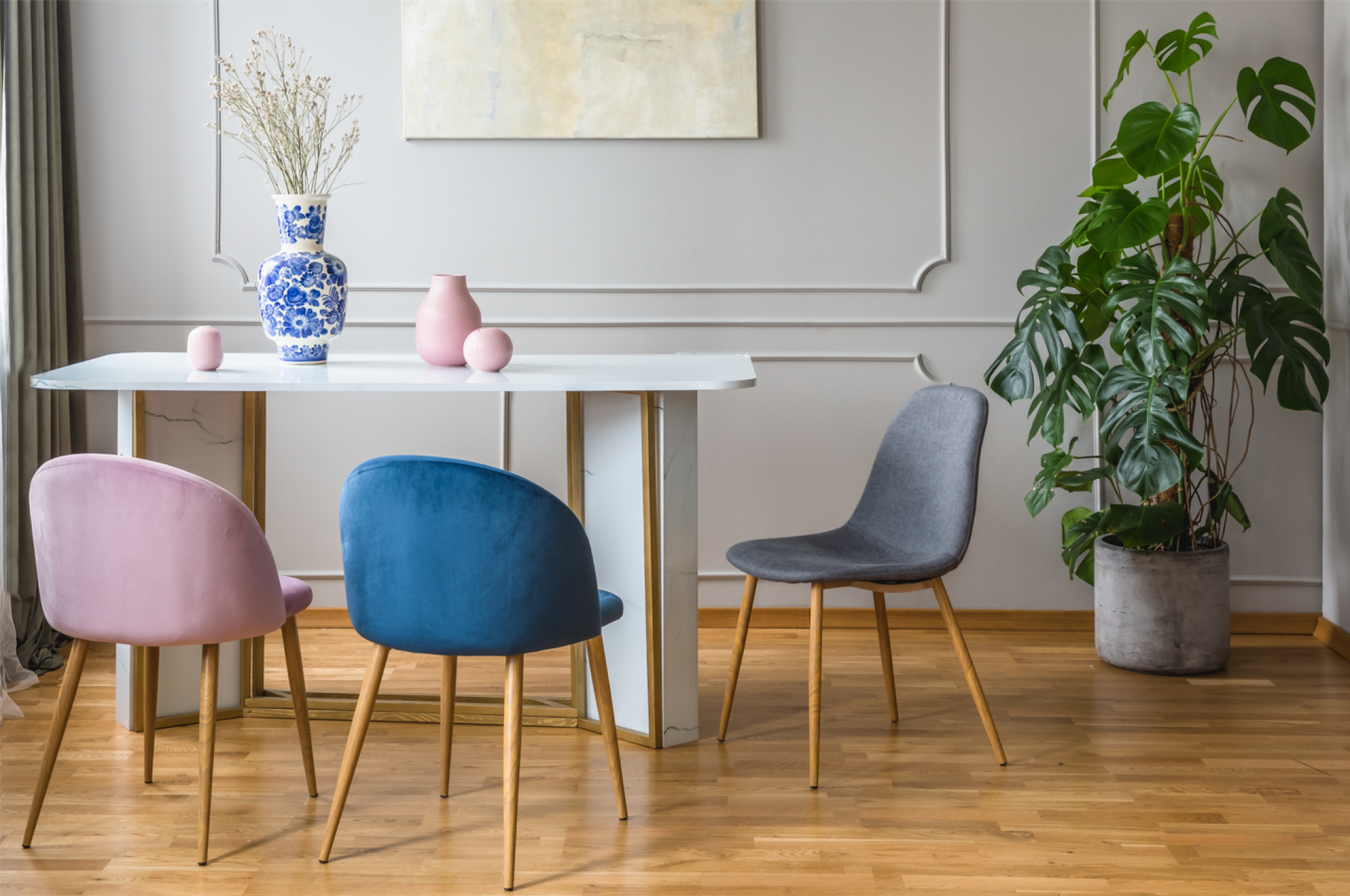 Chaise de salle à manger en velours