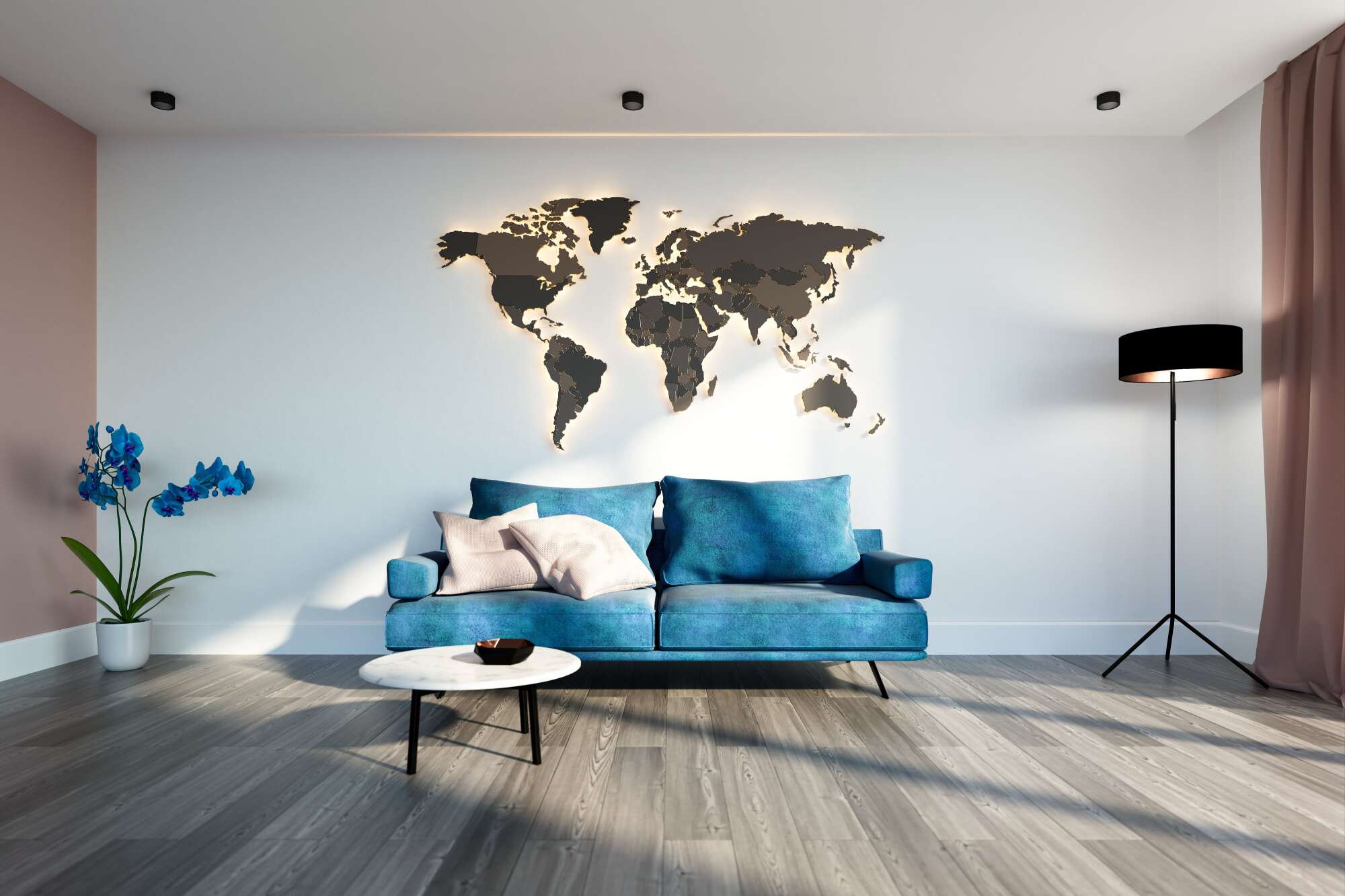 Pose d'une mappemonde murale