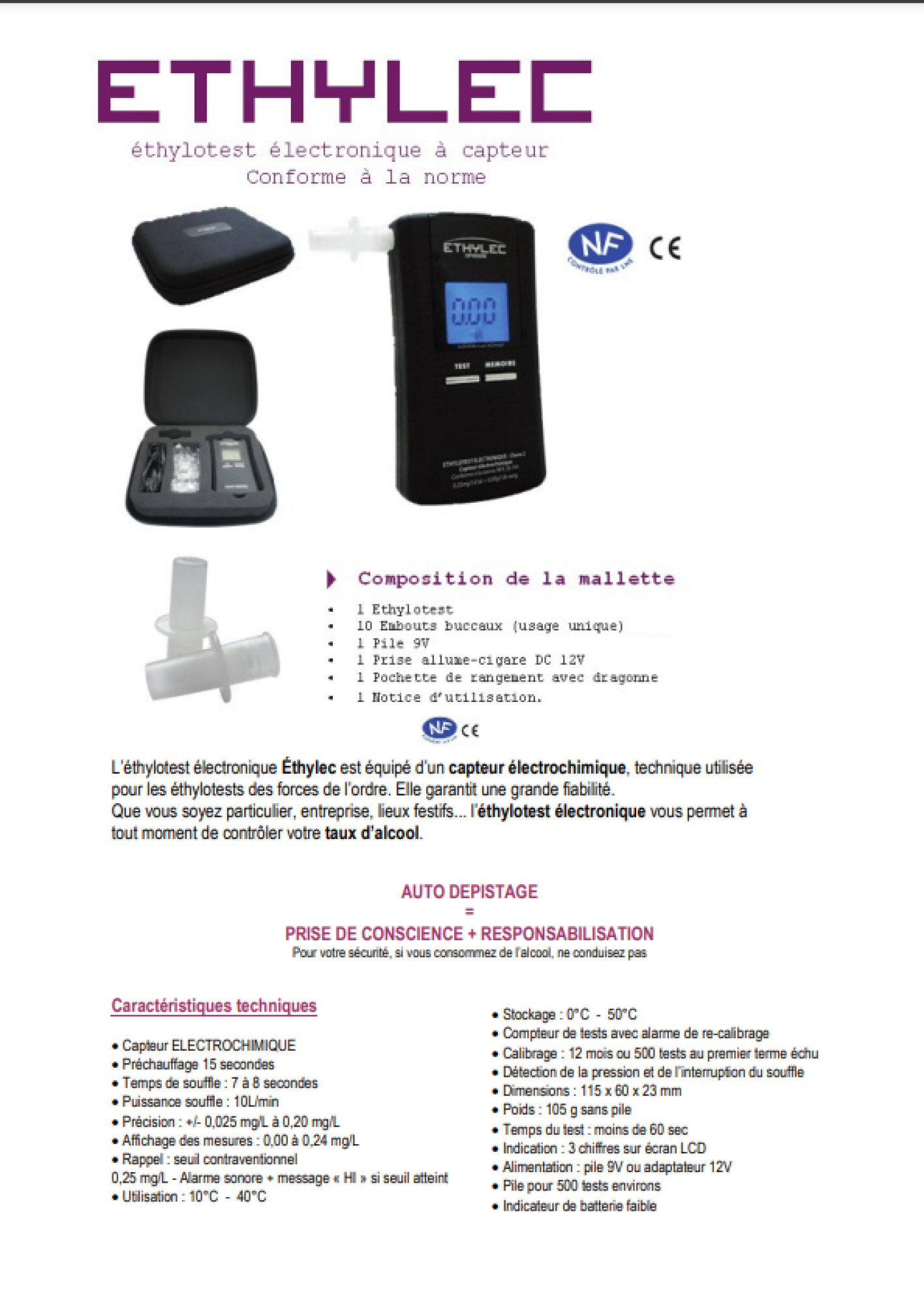 Ethylec électronique à capteur